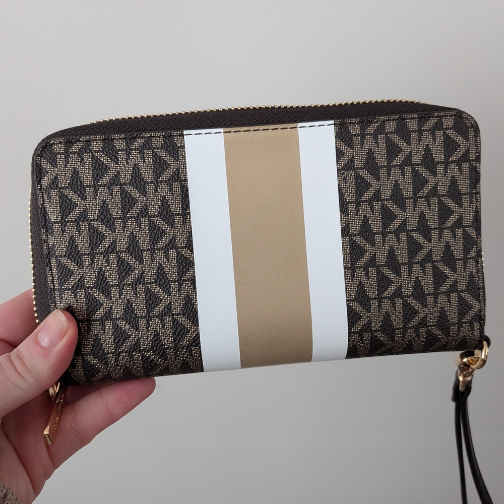 NWT Michael Kors Jet Set Brown and Gold Wallet - Picture 3 of 5